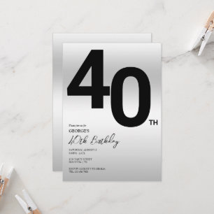 Stylish Silver 40th Birthday Party Invitation
