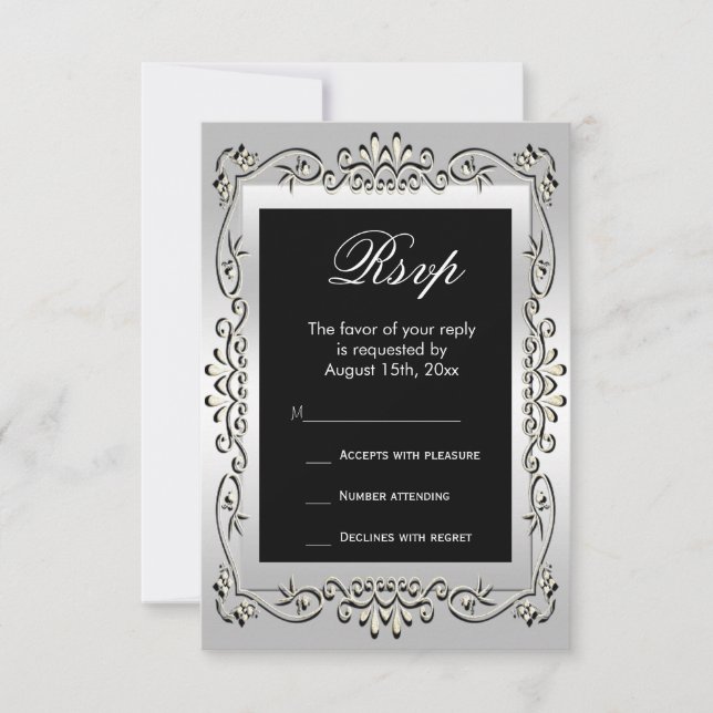 Stylish Silver 60th Wedding RSVP (Front)