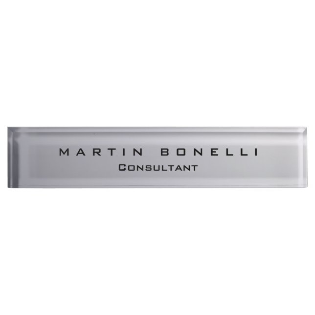 Stylish Silver Background Plain Customizable Nameplate (Front)