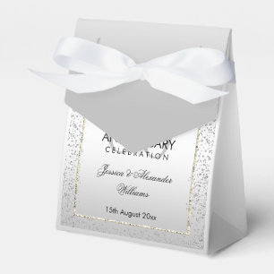 Stylish Silver Confetti 60th Wedding Thank You Favor Box