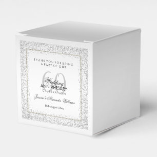 Stylish Silver Confetti 60th Wedding Thank You Favor Box