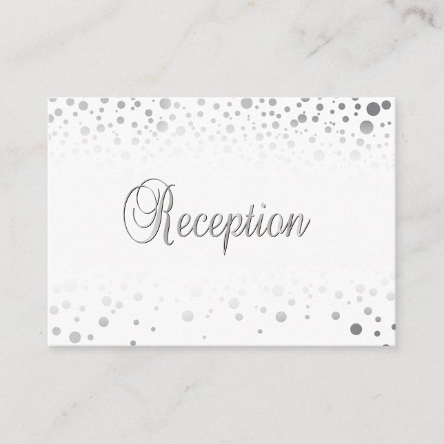 Stylish Silver Confetti Dots | White Background Enclosure Card (Front)