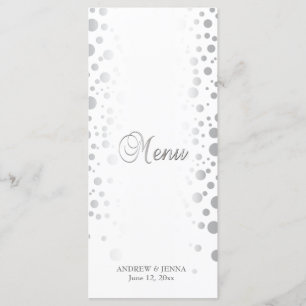 Stylish Silver Confetti Dots White Background - Menu