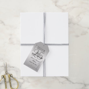 Stylish Silver Decoration 25th Wedding Anniversary Gift Tags
