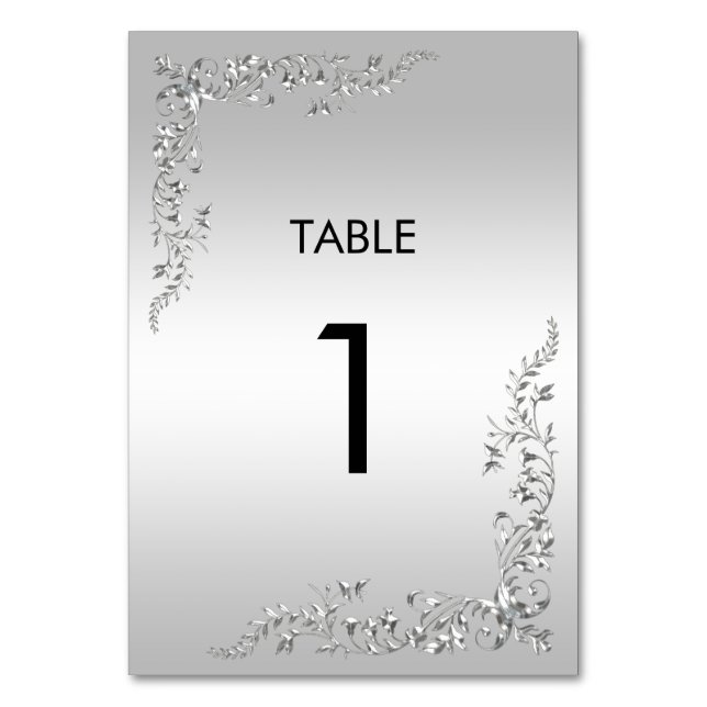 Stylish Silver Decoration 25th Wedding Anniversary Table Number (Front)