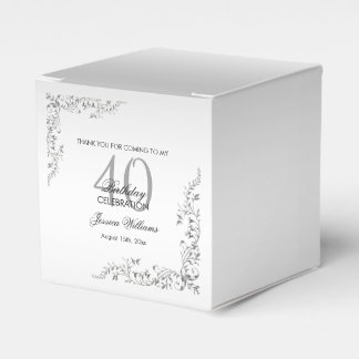 Stylish Silver Decoration 40th Birthday party Favor Box