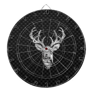 Stylish Silver Deer on Carbon Print Dartboard