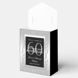 Stylish Silver Diamonds 60th Wedding Anniversary Favor Box