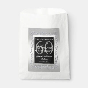 Stylish Silver Diamonds 60th Wedding Anniversary Favour Bag
