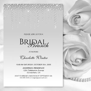 Stylish Silver Diamonds Bridal Brunch Invitation