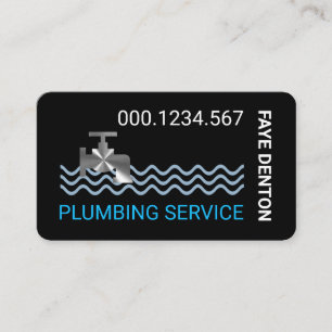 Stylish Silver Faucet Water Waves Business Card