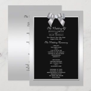 Stylish Silver Gem Bow & Black Wedding program