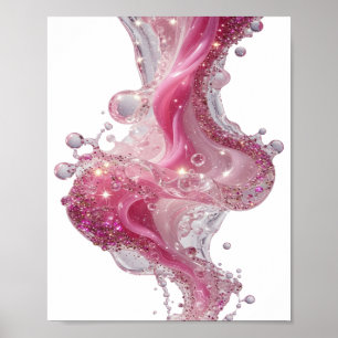Stylish Silver GLAMOUROUS LIQUID Artistic Motif Poster
