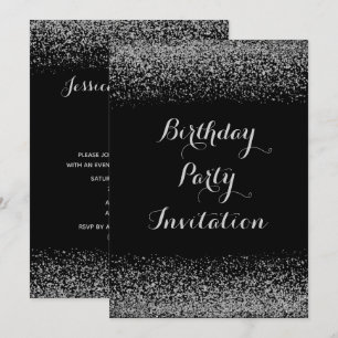 Stylish Silver Glitter Birthday Invitation
