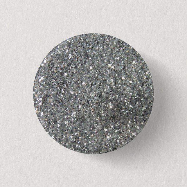 Stylish Silver Glitter Glitz Photo 1 Inch Round Button (Front)