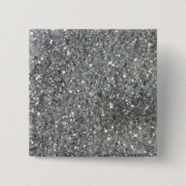 Stylish Silver Glitter Glitz Photo 2 Inch Square Button (Front)