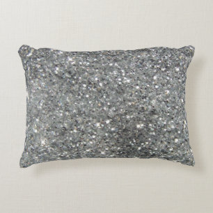 Stylish Silver Glitter Glitz Photo Accent Pillow