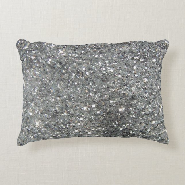 Stylish Silver Glitter Glitz Photo Accent Pillow (Front)