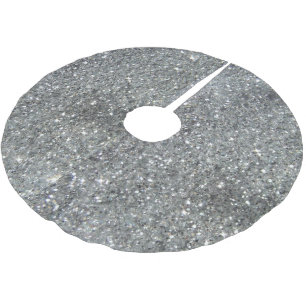 Stylish Silver Glitter Glitz Photo Brushed Polyester Tree Skirt