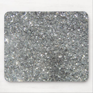 Stylish Silver Glitter Glitz Photo Mouse Pad