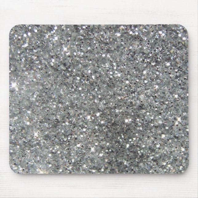 Stylish Silver Glitter Glitz Photo Mouse Pad (Front)