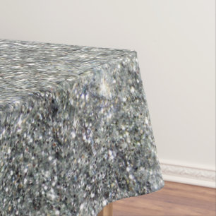 Stylish Silver Glitter Glitz Photo Tablecloth