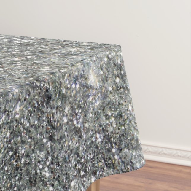 Stylish Silver Glitter Glitz Photo Tablecloth (In Situ)