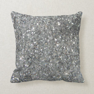 Stylish Silver Glitter Glitz Photo Throw Pillow
