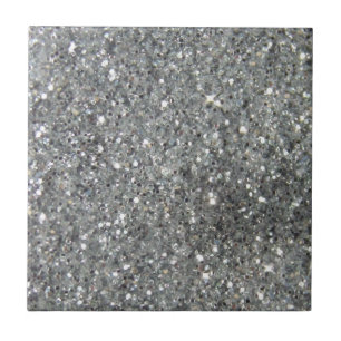 Stylish Silver Glitter Glitz Photo Tile