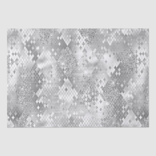 Stylish Silver Glitter Jungle Snake Skin Pattern Tissue Paper (Front)