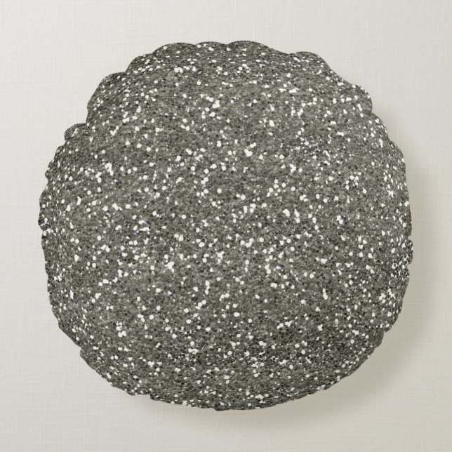 Stylish Silver Glitter Round Pillow (Front)