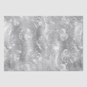 Stylish Silver Glitter Tropical Jungle Leaves  Tissue Paper