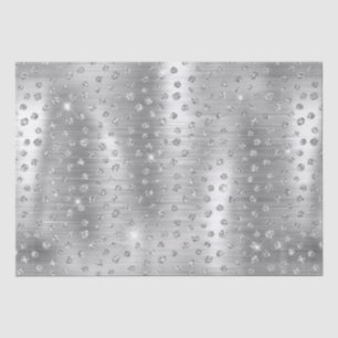 Stylish Silver Glitter Wild Cheetah Spots Pattern Tissue Paper