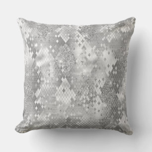 Stylish Silver Glitter Wild Snake Skin Pattern Throw Pillow