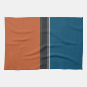 Stylish Silver Grey Navy Orange Red Blue Stripes Kitchen Towel