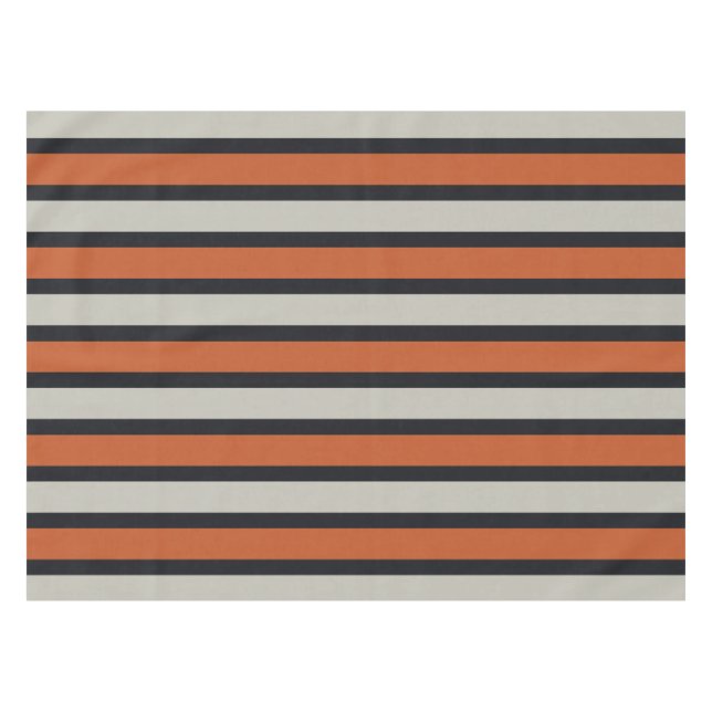 Stylish Silver Grey Navy Orange Red Stripe Pattern Tablecloth (Front (Horizontal))