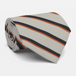Stylish Silver Grey Navy Orange Red Stripe Pattern Tie