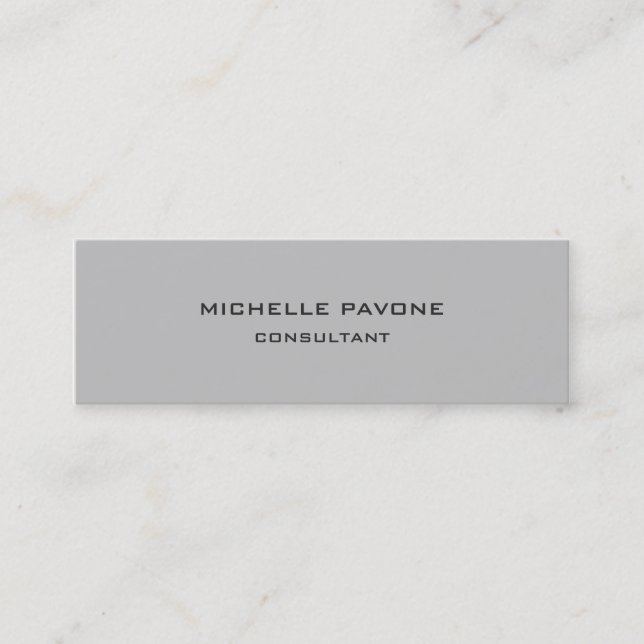 Stylish Silver Grey Simple Plain Professional Mini Business Card (Front)