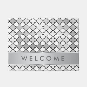 Stylish Silver Metallic Lattice Pattern Welcome Doormat