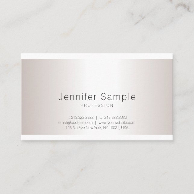 Stylish Silver Modern Simple Plain Beauty Salon Business Card (Front)