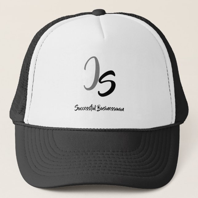 Stylish Silver Monogram for Successful Businessman Trucker Hat (Front)