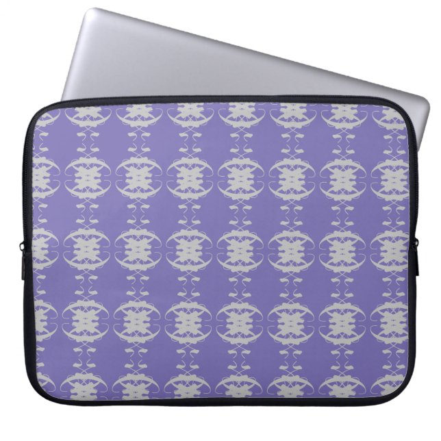 Stylish Silver Oval Pattern on Periwinkle Blue Laptop Sleeve (Front)