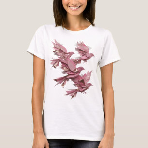 Stylish Silver PINK BIRDS Quote Design T-Shirt