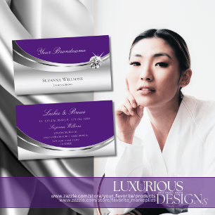Stylish Silver Royal Purple with Sparkle Diamond Business Card