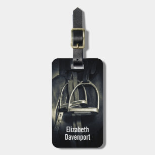 Stylish Silver Stirrups on English Riding Saddle Luggage Tag