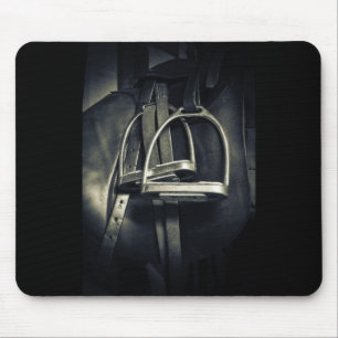 Stylish Silver Stirrups on English Riding Saddle Mouse Pad