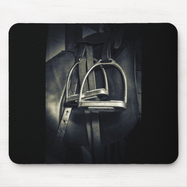 Stylish Silver Stirrups on English Riding Saddle Mouse Pad (Front)