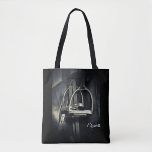 Stylish Silver Stirrups on English Riding Saddle Tote Bag