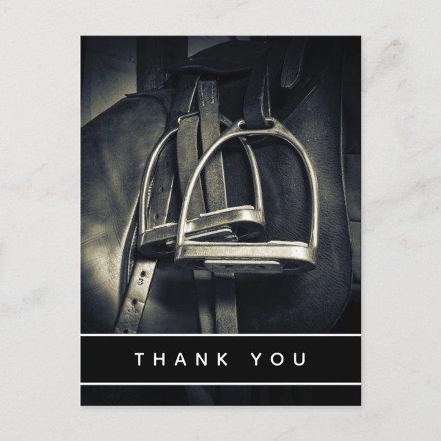 Stylish Silver Stirrups Thank You Postcard (Front)