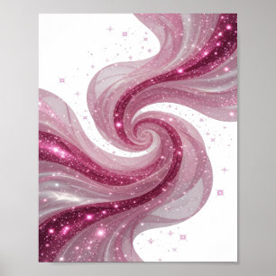 Stylish Silver TWIRLING STARS Text Design Poster